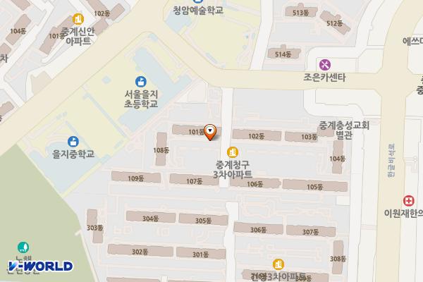 청구건영아파트 옆주차장 위치 지도 — 서울특별시 노원구 중계로19길