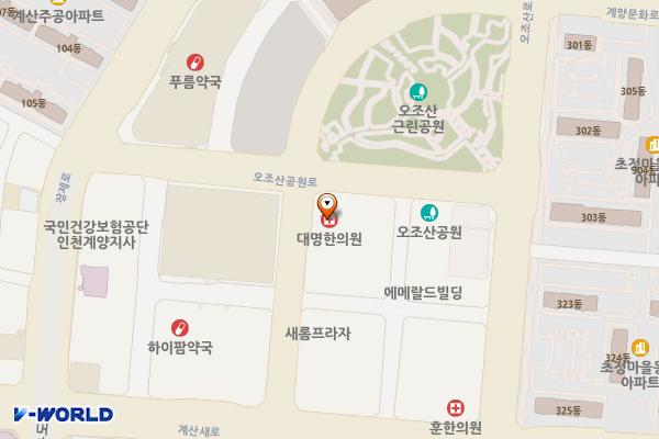 계양프라자(오조산공원로) 위치 지도 — 인천광역시 계양구 오조산공원로 22