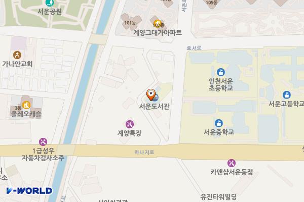 서운도서관 위치 지도 — 인천광역시 계양구 아나지로 457번길 16