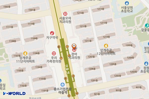 주공12단지상가 뒤주차장 위치 지도 — 서울특별시 노원구 한글비석로530옆