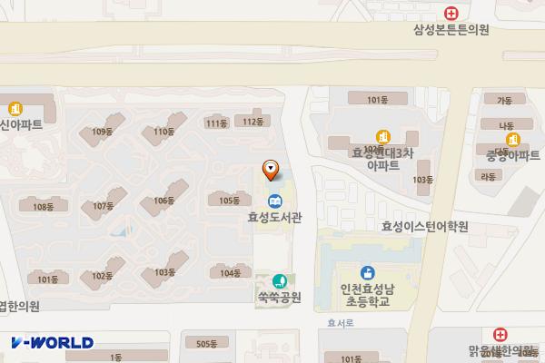 효성도서관 위치 지도 — 인천광역시 계양구 봉오대로 600번길 14