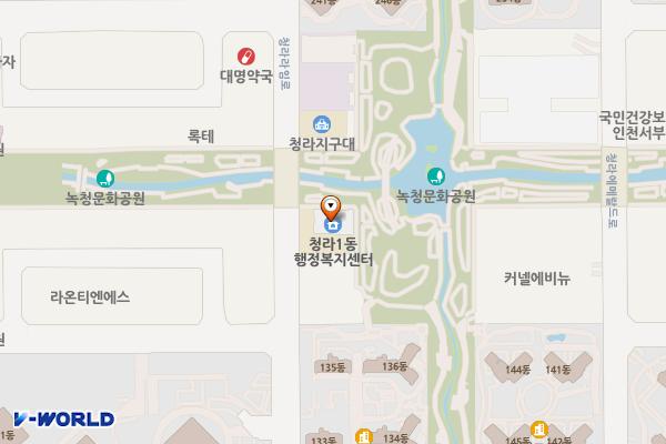 청라1동행정복지센터 위치 지도 — 인천광역시 서해구 청라라임로 58, 청라1동 행정복지센터 (청라동)
