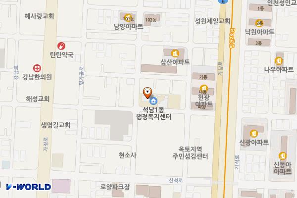 석남1동행정복지센터 위치 지도 — 가정로294번길 17, 석남1동행정복지센터 (석남동)
