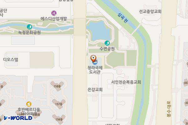 청라국제도서관 위치 지도 — 인천광역시 서해구 담지로 24, 청라국제도서관 (청라동)