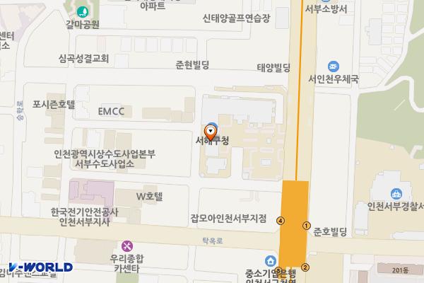 서구청 본관 위치 지도 — 인천광역시 서해구 서곶로 307, 서구청 (심곡동)