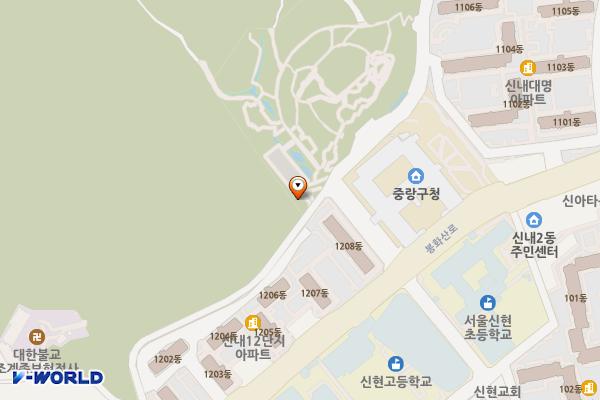 봉수대 위치 지도 — 서울특별시 중랑구 봉화산로45길 67