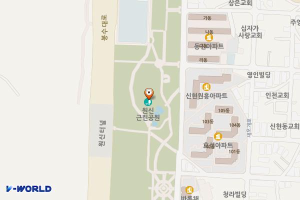 원신공원 위치 지도 — 인천광역시 서해구 신현동 산 33