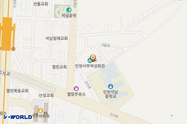 서부여성회관본관내 위치 지도 — 인천광역시 서해구 서달로 12, 서부여성회관 (석남동)