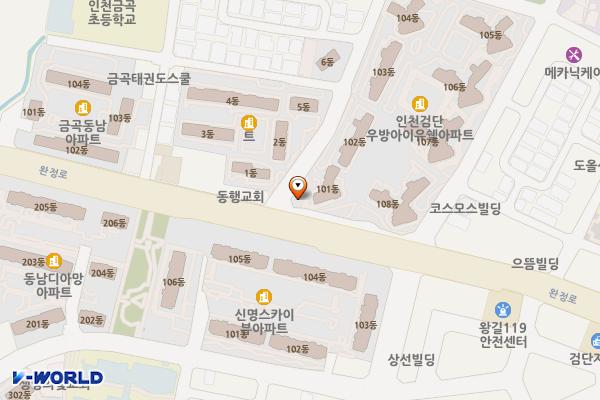 검단건강생활지원센터본관 위치 지도 — 인천광역시 검단구 완정로 214, 검단 건강생활지원센터 (금곡동)
