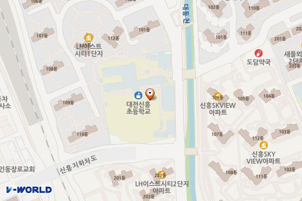 신흥초등학교 위치 지도 — 대전광역시 동구 신흥초등길 21