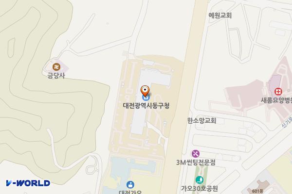 동구청 공연장 위치 지도 — 대전광역시 동구 동구청로 147, 동구청 12층 (가오동)