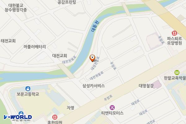 삼성동(북부교) 위치 지도 — 대전광역시 동구 대전천동로 681