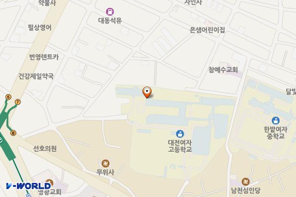 대전여자고등학교(신관) 위치 지도 — 대전광역시 동구 용운로1번길 28-37