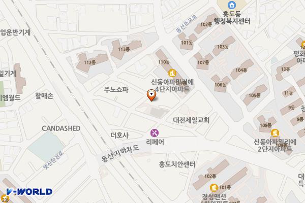 홍도동 입영열차 위치 지도 — 대전광역시 동구 홍도동 45-6