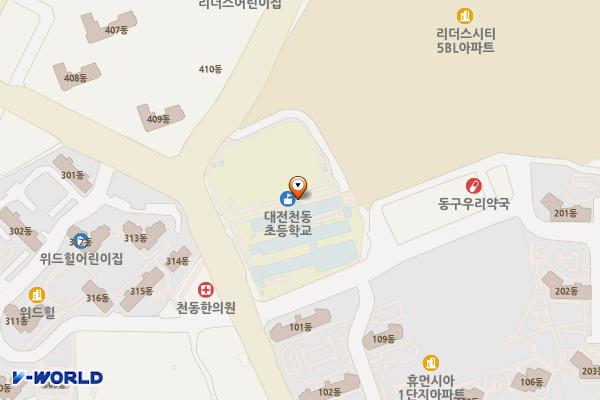 천동초등학교 위치 지도 — 대전광역시 동구 천동초등동길 60