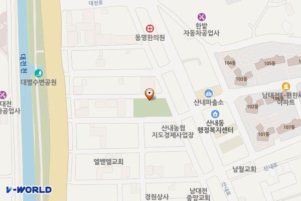 낭월3호어린이공원 위치 지도 — 대전광역시 동구 산내로1327번길 6-13