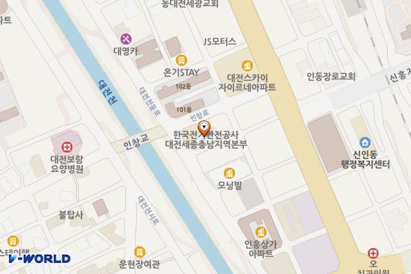한국전기안전공사 대전충남지역본부 위치 지도 — 대전광역시 동구 인창로 54