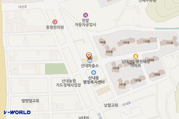 대전동부경찰서 산내파출소 위치 지도 — 대전광역시 동구 산내로1332