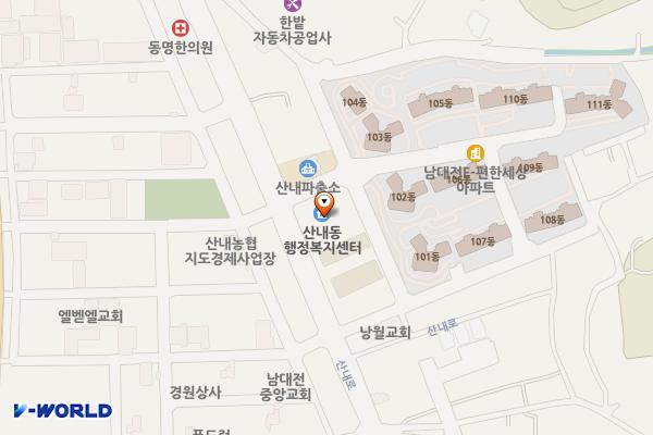 산내동주민센터 위치 지도 — 대전광역시 동구 산내로 1326