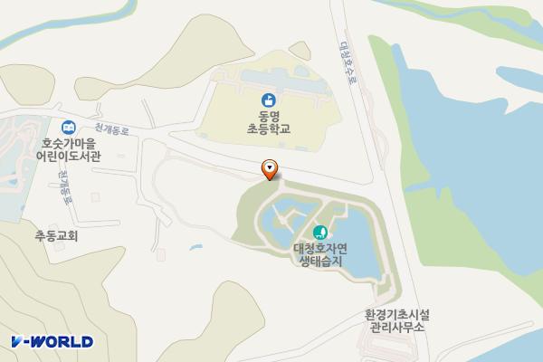 대청호 자연수변공원 위치 지도 — 대전광역시 동구 천개동로 13