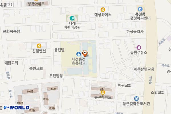 용전초등학교(2동) 위치 지도 — 대전광역시 동구  계족로505번길 49