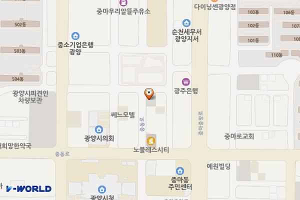 중동 1316-8 위치 지도 — 전남광주통합특별시 광양시 중동로 75-12 (중동)