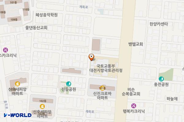 대전지방국토관리청 위치 지도 — 대전광역시 동구 계족로 447