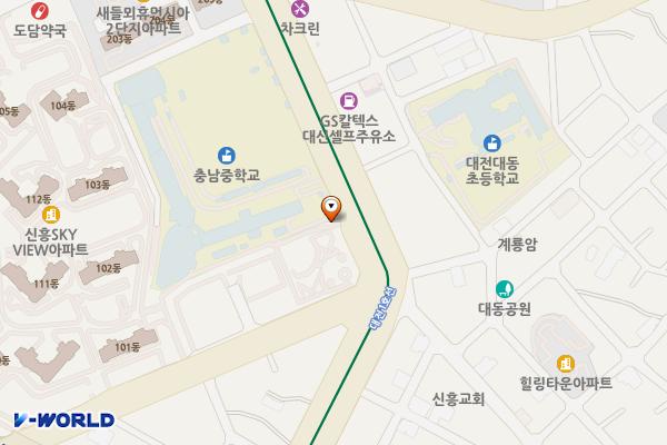신흥문화공원/충남중 옆 위치 지도 — 대전광역시 동구 계족로 115