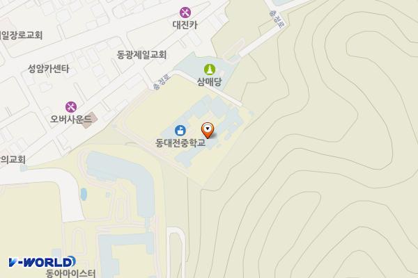 동대전중학교 위치 지도 — 대전광역시 동구  충정로 73-6