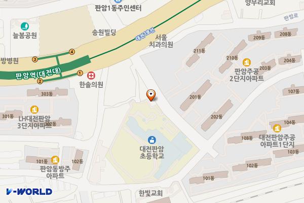 판암도서관 위치 지도 — 대전광역시 동구 옥천로180번길 20