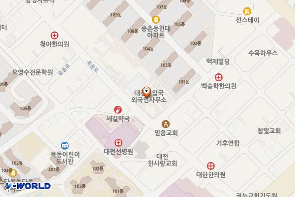 대전출입국외국인사무소 화장실 위치 지도 — 대전광역시 중구 목중로26번길 7
