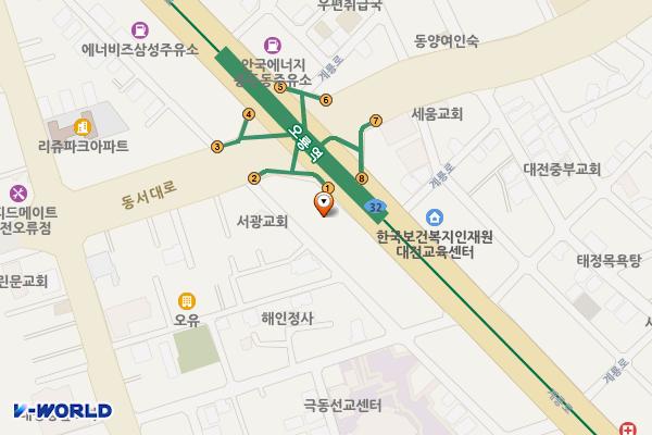 월드와이드(1층) 개방화장실(구.동아생명) 위치 지도 — 대전광역시 중구 계룡로800(오류동)