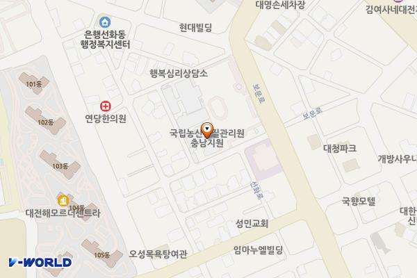 국립농산물품질관리원 충남지원 1층 화장실 위치 지도 — 대전광역시 중구 보문로 327