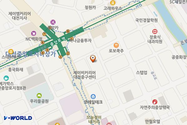대현앤비(지하2층) 개방화장실 위치 지도 — 대전광역시 중구 중앙로156번길 16(은행동)