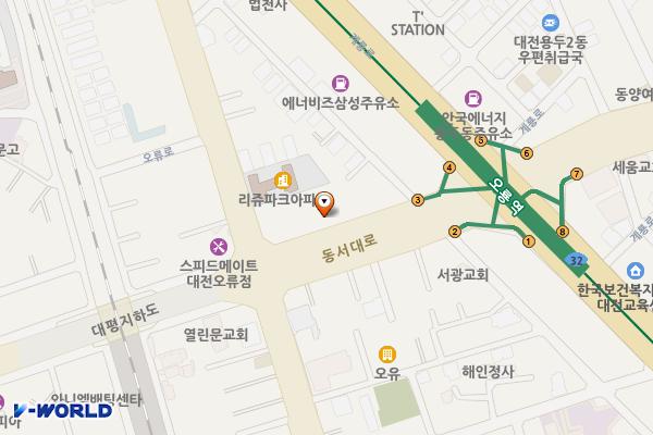 현대오일뱅크 동서로셀프주유소 개방화장실 위치 지도 — 대전광역시 중구 동서대로1293(오류동)