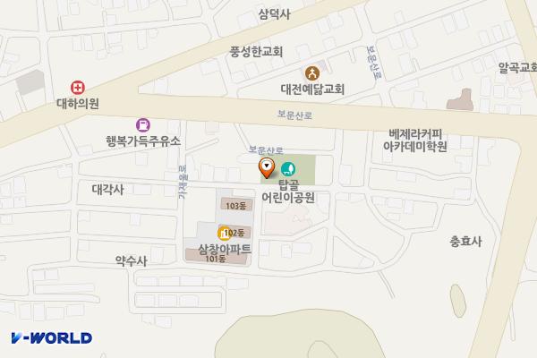 탑골어린이공원 공중화장실 위치 지도 — 대전광역시 중구 보문산로122번안길 44(산성동)