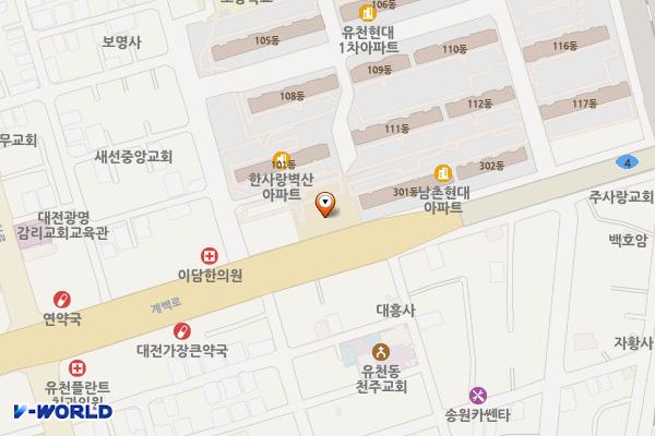 벽산오피스(1층) 개방화장실 위치 지도 — 대전광역시 중구 계백로1625(유천동)