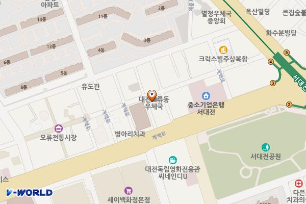 대전오류동우체국(1층) 위치 지도 — 대전광역시 중구 계백로 1709-10