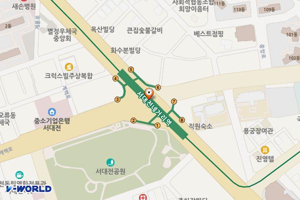 도시철도서대전네거리역 공중화장실 위치 지도 — 대전광역시 중구 계룡로 지하 889