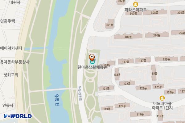 버드내조폐근린공원 공중화장실 위치 지도 — 대전광역시 중구 유등천동로 420(태평동)