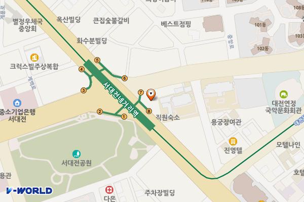 나사렛회관(지하1층, 1층) 개방화장실(번영빌딩) 위치 지도 — 대전광역시 중구 중앙로 8(문화1동)