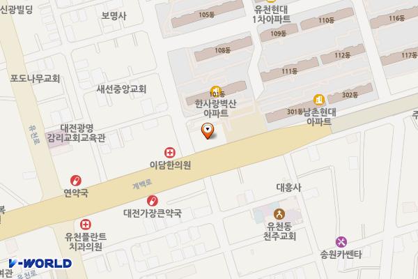 벽산프라자(1층) 개방화장실 위치 지도 — 대전광역시 중구 계백로1619(유천동)
