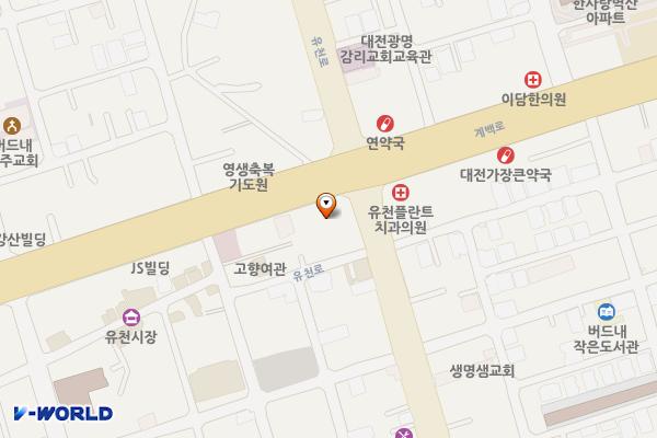 E메디칼빌딩(1층) 개방화장실 위치 지도 — 대전광역시 중구 계백로1592(유천동)