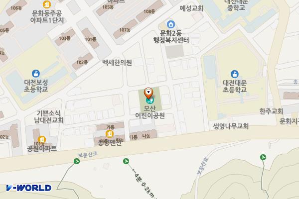 모산어린이공원 공중화장실 위치 지도 — 대전광역시 중구 보문산로171번안길 8(문화동)