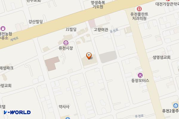 유천종합소매시장(1층) 개방화장실 위치 지도 — 대전광역시 중구 계백로1584번길 28(유천동)