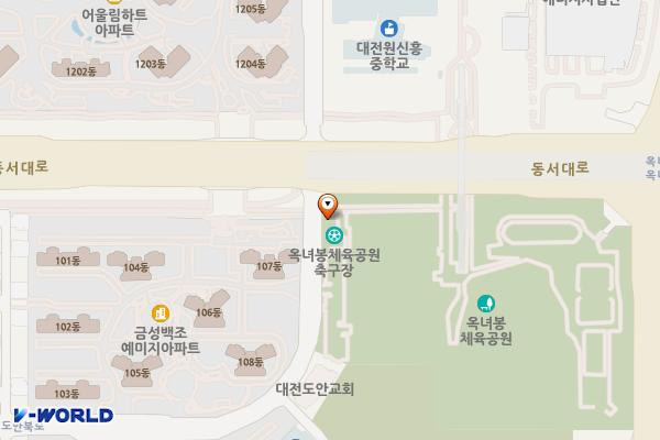 옥녀봉체육시설 위치 지도 — 대전광역시 서구 도안북로 158