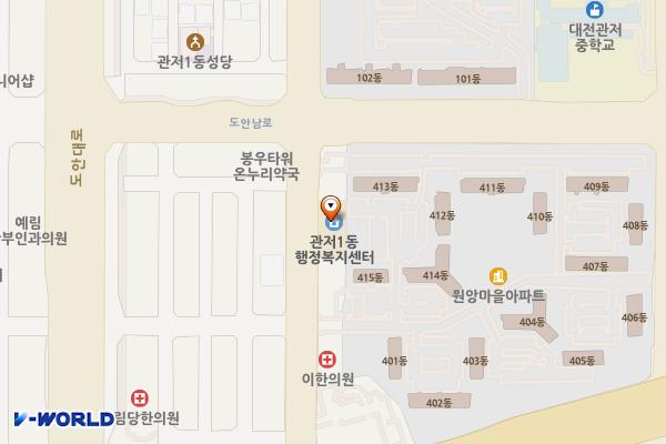관저1동행정복지센터 위치 지도 — 대전광역시 서구 관저북로 24