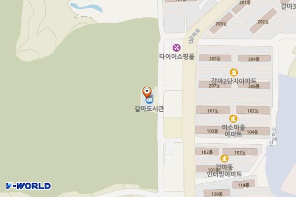갈마도서관 위치 지도 — 대전광역시 서구 신갈마로127번길 138