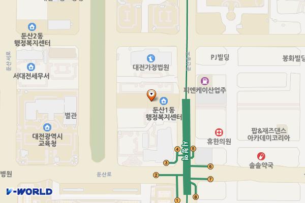 둔산1동주민센터 위치 지도 — 대전광역시 서구 둔산중로 65