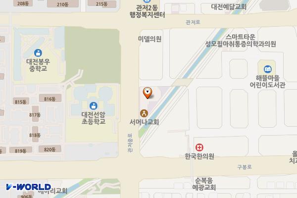 서머나교회 위치 지도 — 대전광역시 서구 관저중로 62